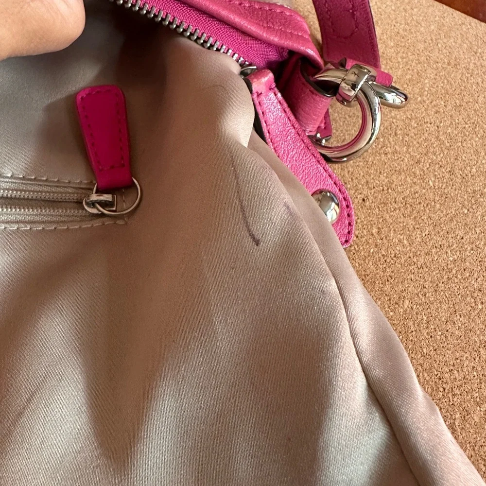 Coach Ashley Dotted OP Art Signature Shoulder Bag, Cream/Pretty Pink, GUC - Picture 14 of 16